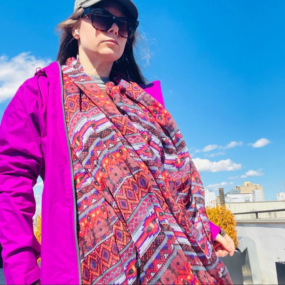 Anthro Western Tribal Hippi Patchwork Pattern Blanket Scarf